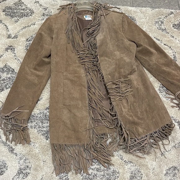 Jackets & Blazers - Fringe Suede Leather Jacket. Light brown/beige. Very cool. Size XL. Like new.